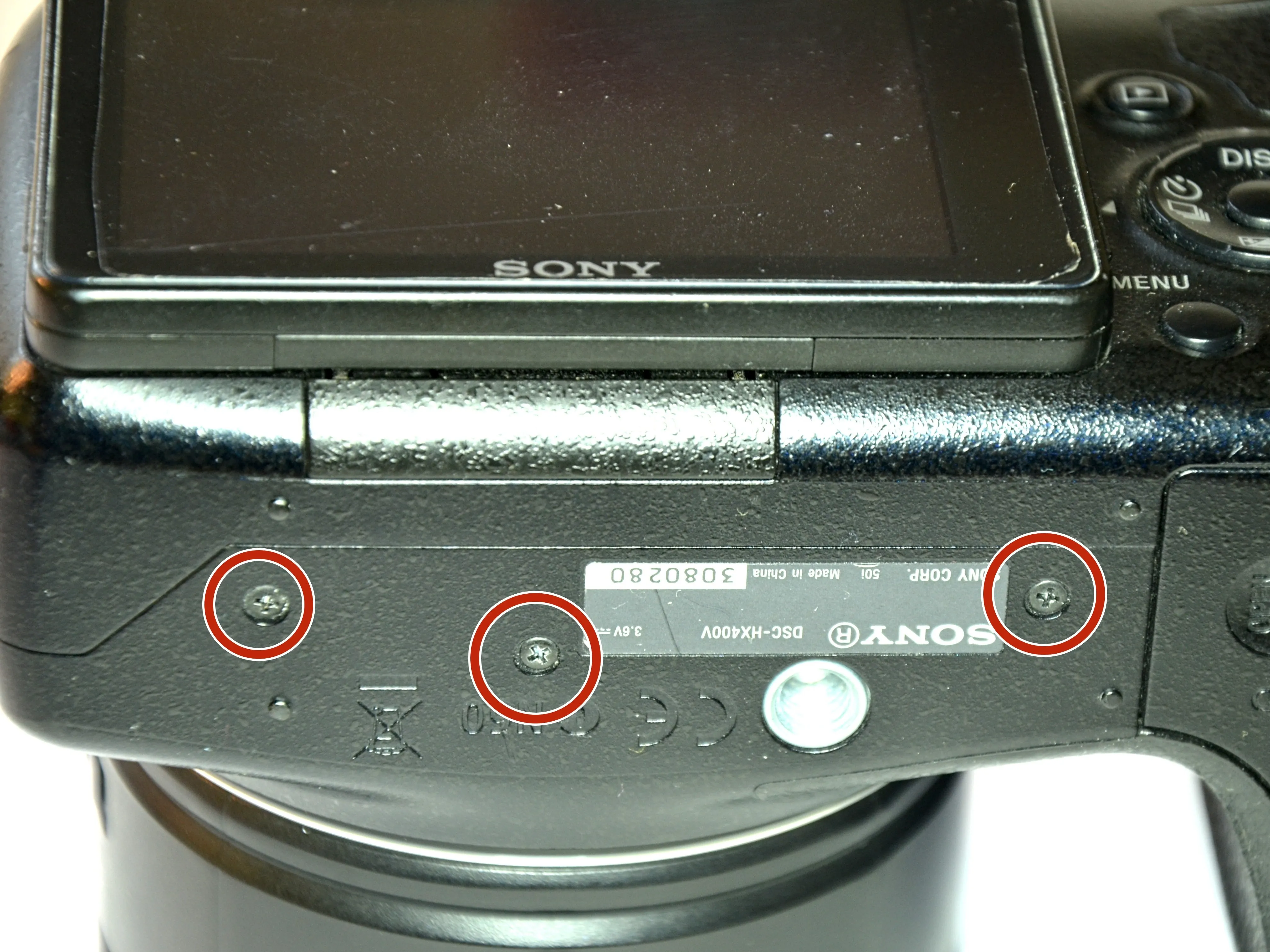 Sony Cyber-shot DSC-HX400V Разборка, корпус: шаг 2, изображение 3 из 3